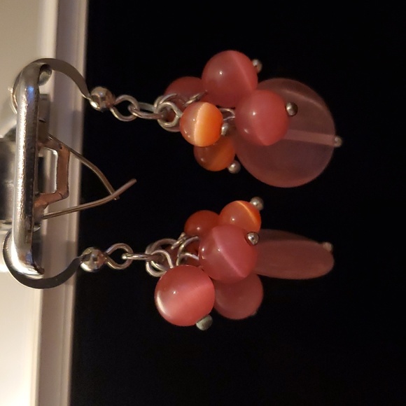 Earrings, Pink Glass Beads - Picture 3 of 4